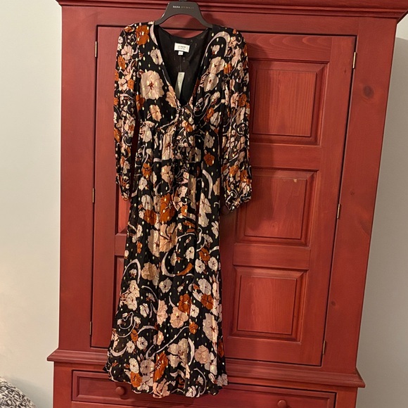 J. Crew Dresses & Skirts - J. Crew Black and Orange Floral Long Sleeve Dress